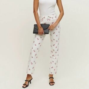 Reformation White Floral Women Jeans